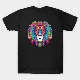 Colorful Lion Design, Intricate Interesting Pattern, King of the Jungle - Perfect for Festivals T-Shirt